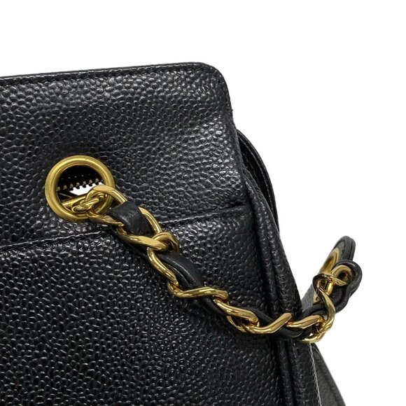 Auth CHANEL - A08045/X01019 Black Calfskin Shoulder Bag Gold hardware - Picture 13 of 16
